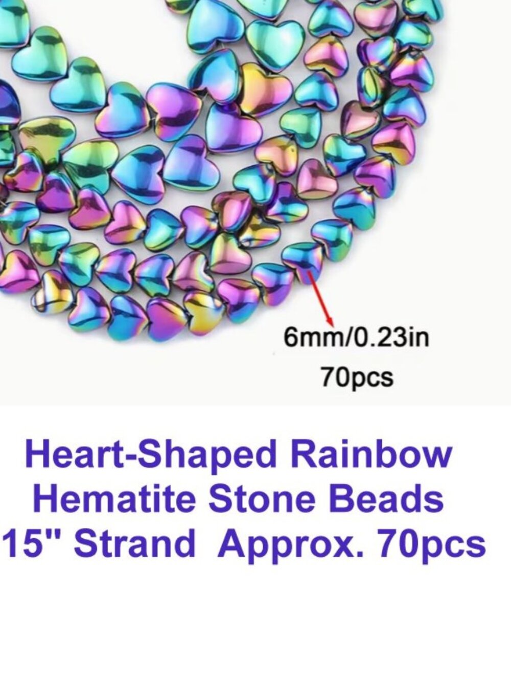 Beautiful Heart-Shaped Rainbow Hematite Stone Beads 8mm 55+ Beads